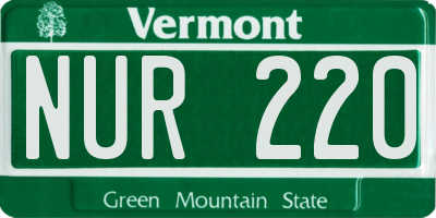 VT license plate NUR220