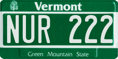 VT license plate NUR222
