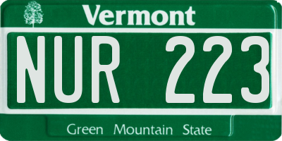 VT license plate NUR223
