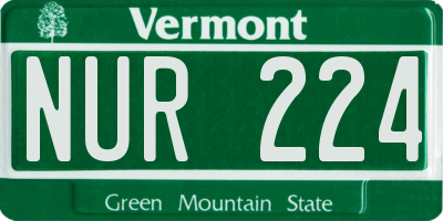 VT license plate NUR224