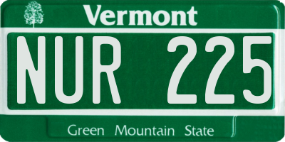 VT license plate NUR225