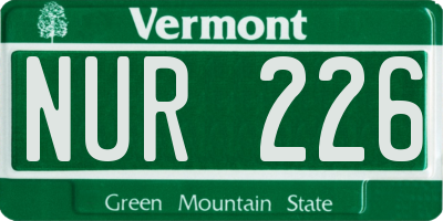 VT license plate NUR226