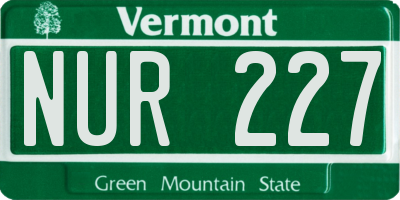 VT license plate NUR227