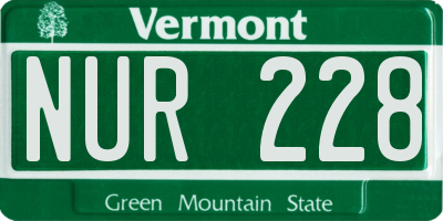 VT license plate NUR228