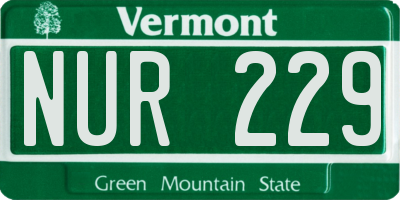 VT license plate NUR229