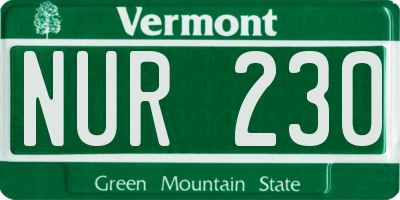 VT license plate NUR230
