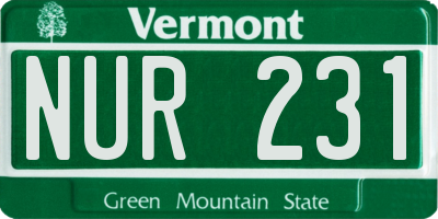 VT license plate NUR231