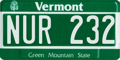 VT license plate NUR232
