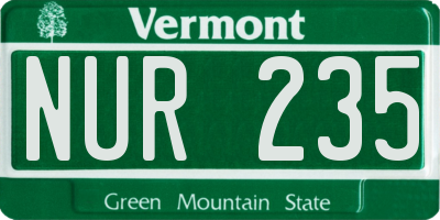 VT license plate NUR235