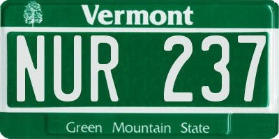 VT license plate NUR237