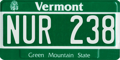 VT license plate NUR238