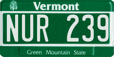 VT license plate NUR239