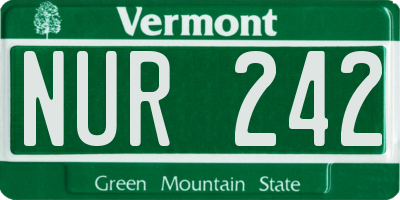 VT license plate NUR242