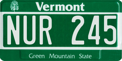 VT license plate NUR245