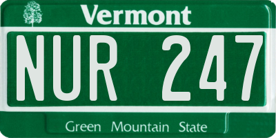 VT license plate NUR247