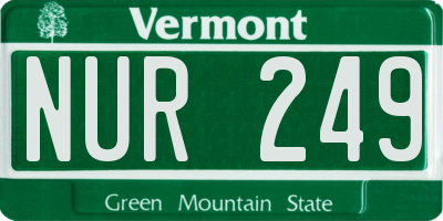 VT license plate NUR249
