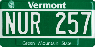 VT license plate NUR257