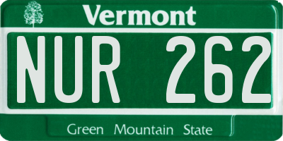VT license plate NUR262