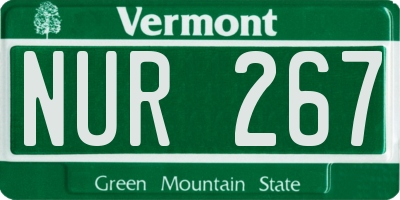 VT license plate NUR267