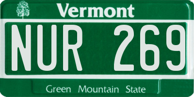 VT license plate NUR269