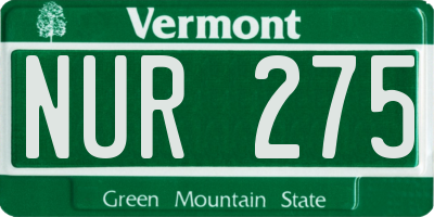 VT license plate NUR275