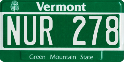 VT license plate NUR278