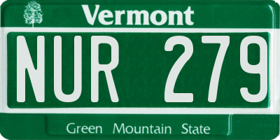 VT license plate NUR279
