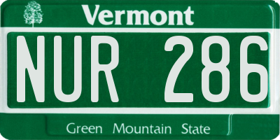 VT license plate NUR286