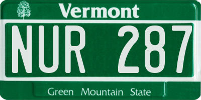 VT license plate NUR287
