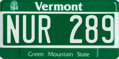 VT license plate NUR289