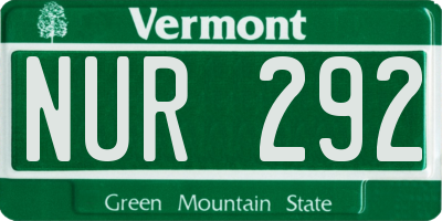 VT license plate NUR292