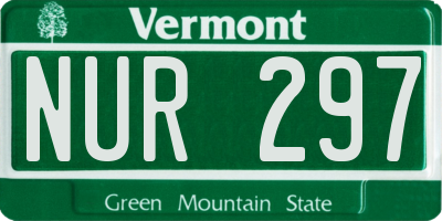 VT license plate NUR297