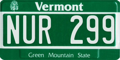 VT license plate NUR299