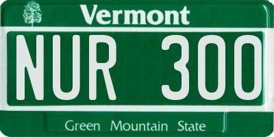 VT license plate NUR300
