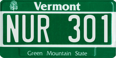 VT license plate NUR301
