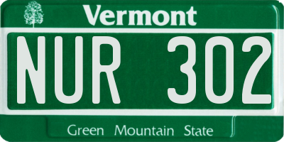 VT license plate NUR302