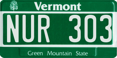 VT license plate NUR303