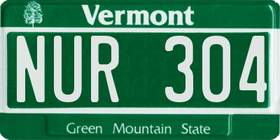 VT license plate NUR304