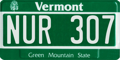 VT license plate NUR307