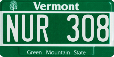 VT license plate NUR308