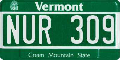 VT license plate NUR309