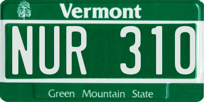 VT license plate NUR310
