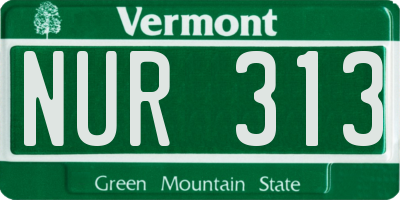 VT license plate NUR313