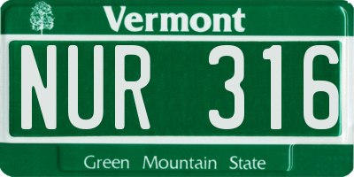 VT license plate NUR316