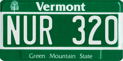 VT license plate NUR320