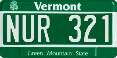 VT license plate NUR321