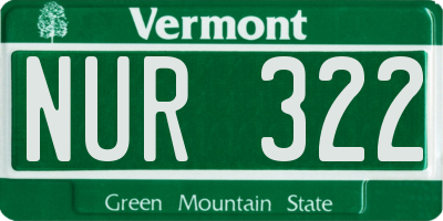 VT license plate NUR322