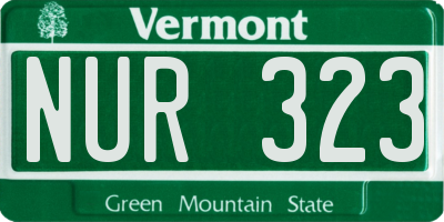 VT license plate NUR323