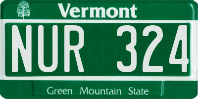 VT license plate NUR324