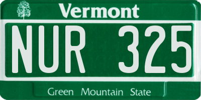 VT license plate NUR325